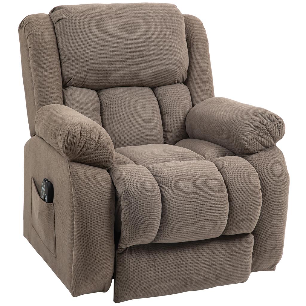 TV Recliner with Massage and Heat Function, Electric Lift Chair, Remote Control, Side Pockets, Light Brown