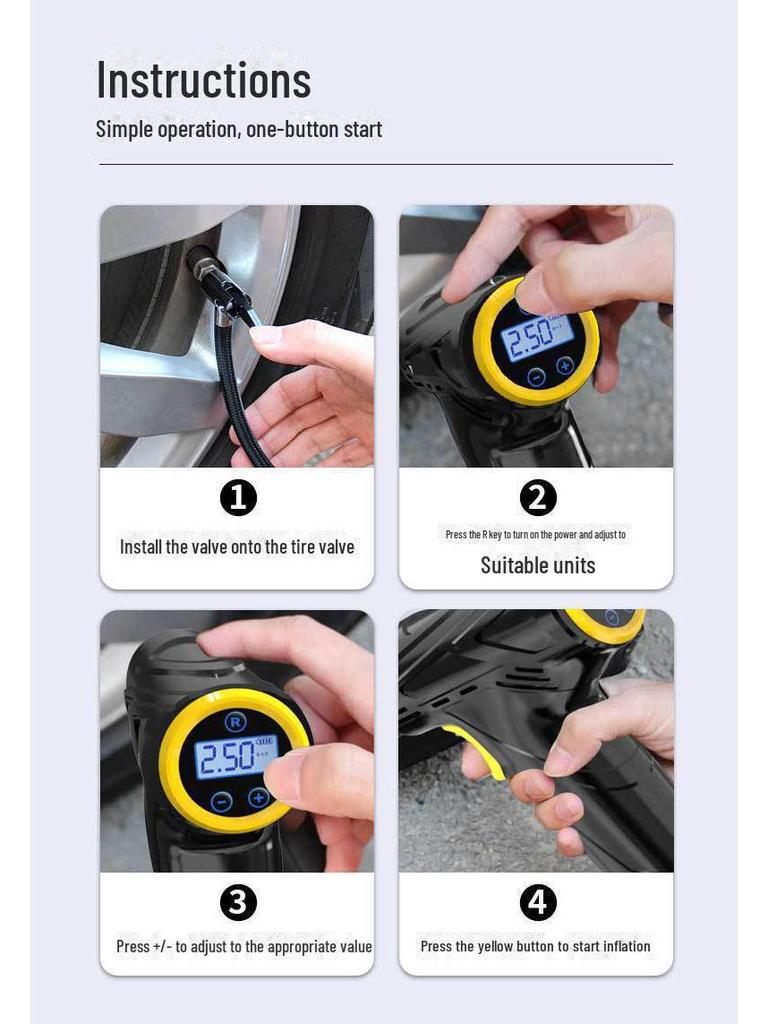 Tragbare kabellose Luftpumpe mit intelligentem Digitaldisplay für Autos und Fahrräder
