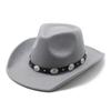 Damen Western Cowboyhüte Nietenbesetzte Eingedrückte Western Cowgirl Hüte Breiter Rand Fedoras Hut mit Gürtelschnalle