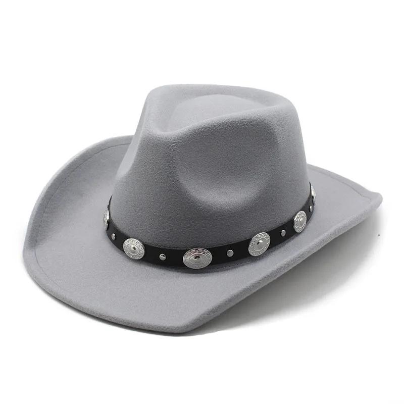 Damen Western Cowboyhüte Nietenbesetzte Eingedrückte Western Cowgirl Hüte Breiter Rand Fedoras Hut mit Gürtelschnalle