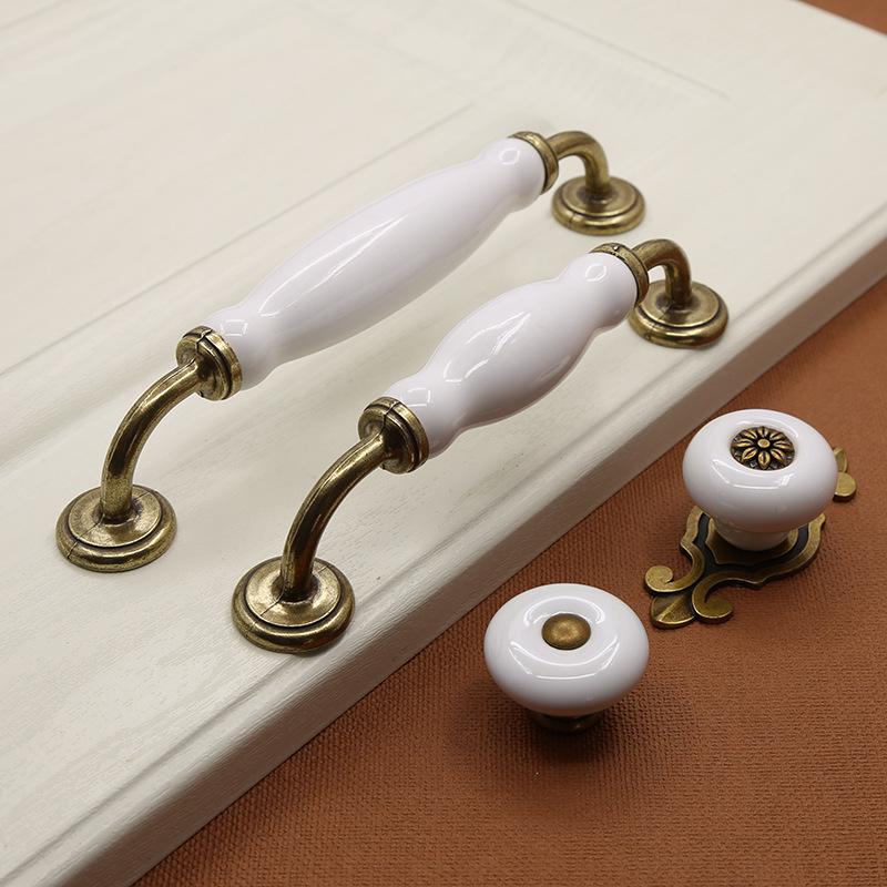 European Zinc Alloy Ceramic Handle: Modern Black & White Cabinet and Wardrobe Pull