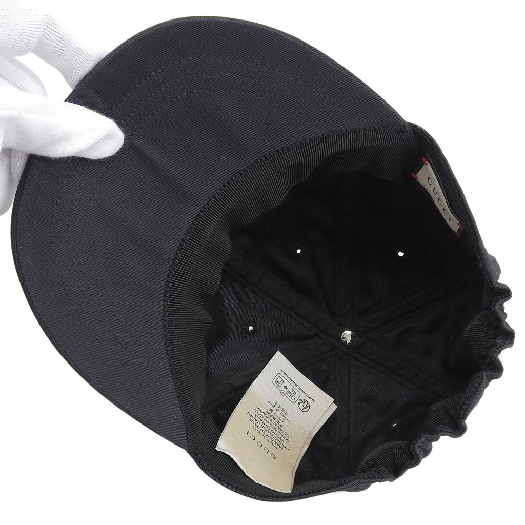 Pristine GUCCI Cap Black Cotton Mens 751400 Used
