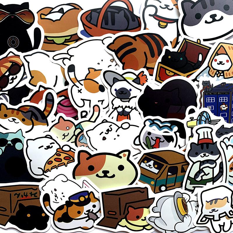 10 30 50Pcs Cute Cat Stickers For Suitcase Skateboard Laptop Luggage Fridge Phone Car Styling Diy Decal Sticker
