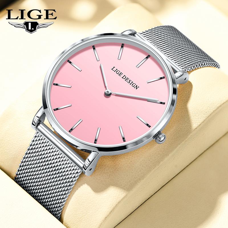 LIGE NEW TOP Elegant Women's Watches Fashion Simple Ladies Watches Quartz Waterproof Watches for Women Relogio Feminino+BOX