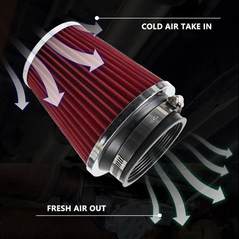Auto-Hochdurchsatz-Luftfilter Kaltluftansaugung Universelle Filter 3" 76mm für Sport-Rennwagen Motorluftansaugung