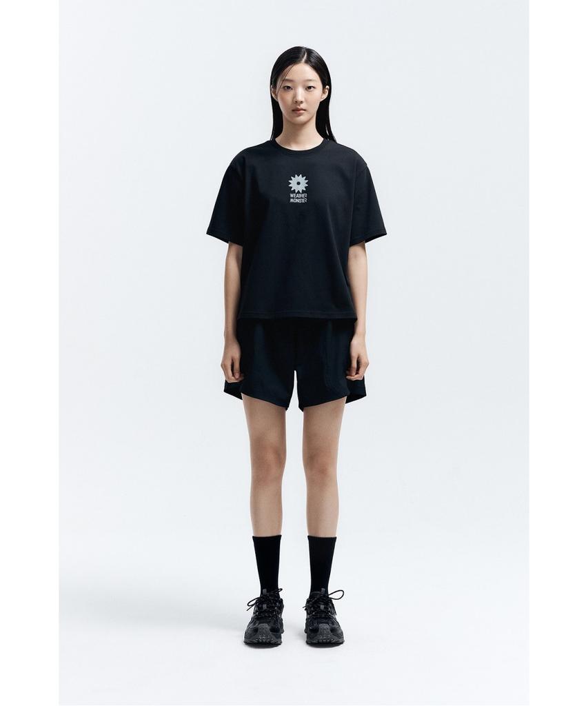 Koolongseupocheu Wm Women'S Crop Print Short Sleeve T-Shirt 8Htcm26204Blk