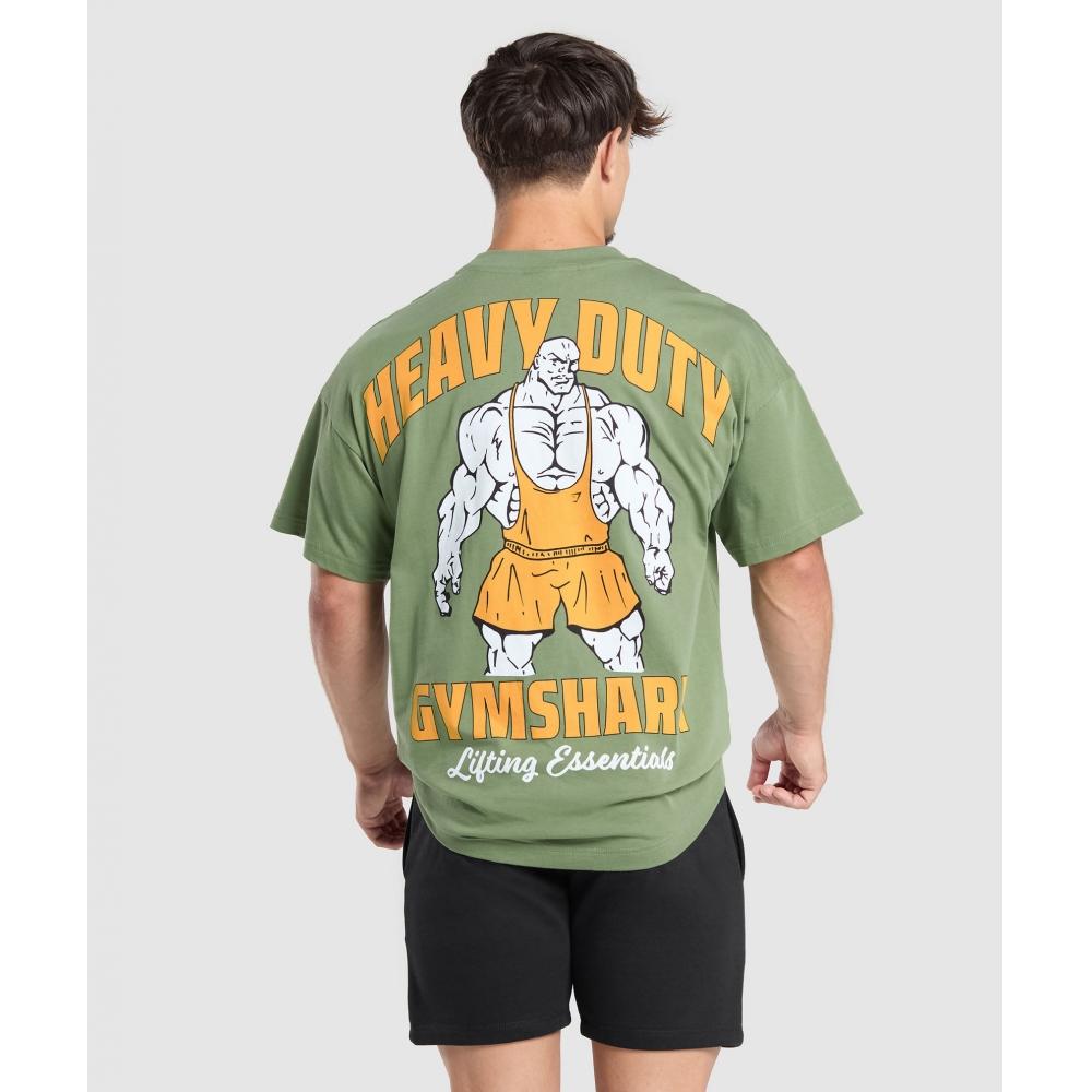 

Gymshark Футболка Heavy Duty Lifter Force Green A5A5P ECJR XS