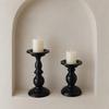 huaqianguhh Vintage Candle Holder, Black Matte Pillar Holders, Metal Heat-Resistant Stand for Scented Candles And Tealights, Retro Candlestick Dining
