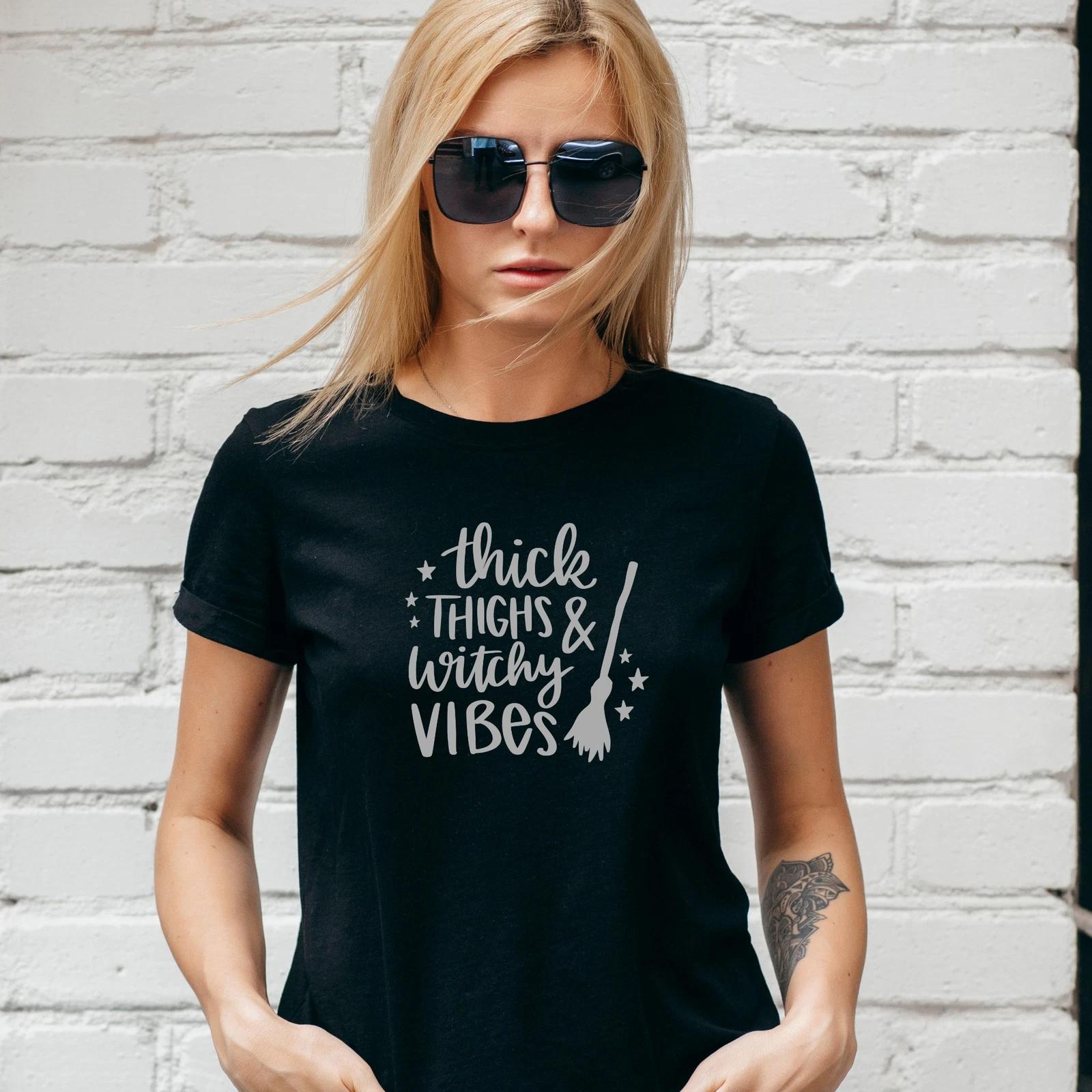 WITCHY VIBES T-SHIRT, White Motif, HALLOWEEN, Fall Autumn , Unisex/Lady Fit 4XL
