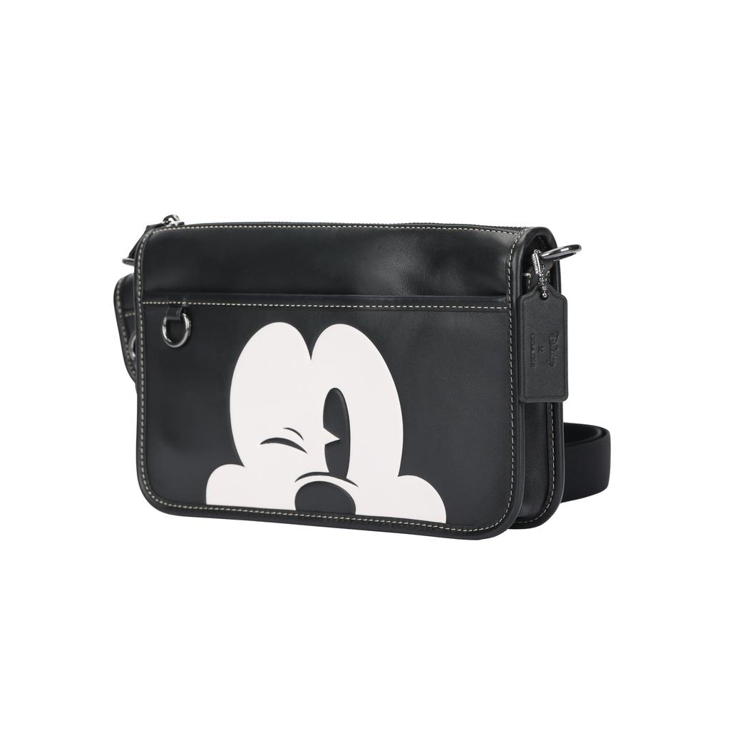 Coach X Disney Collaboration Mickey Print Buckle Closure Multifunctional Leather Shoulder Crossbody Bag Medium Men Bags Black CM030-QBTJE