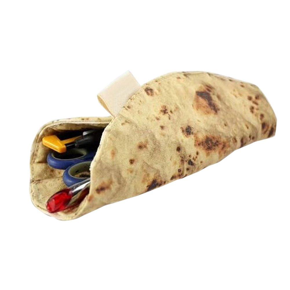 WONIU Tortilla-Federmäppchen, 4 Stück, Lustige Burrito-Designs – Aus Canvas, Aufrollbar, Für Schule Und Büro