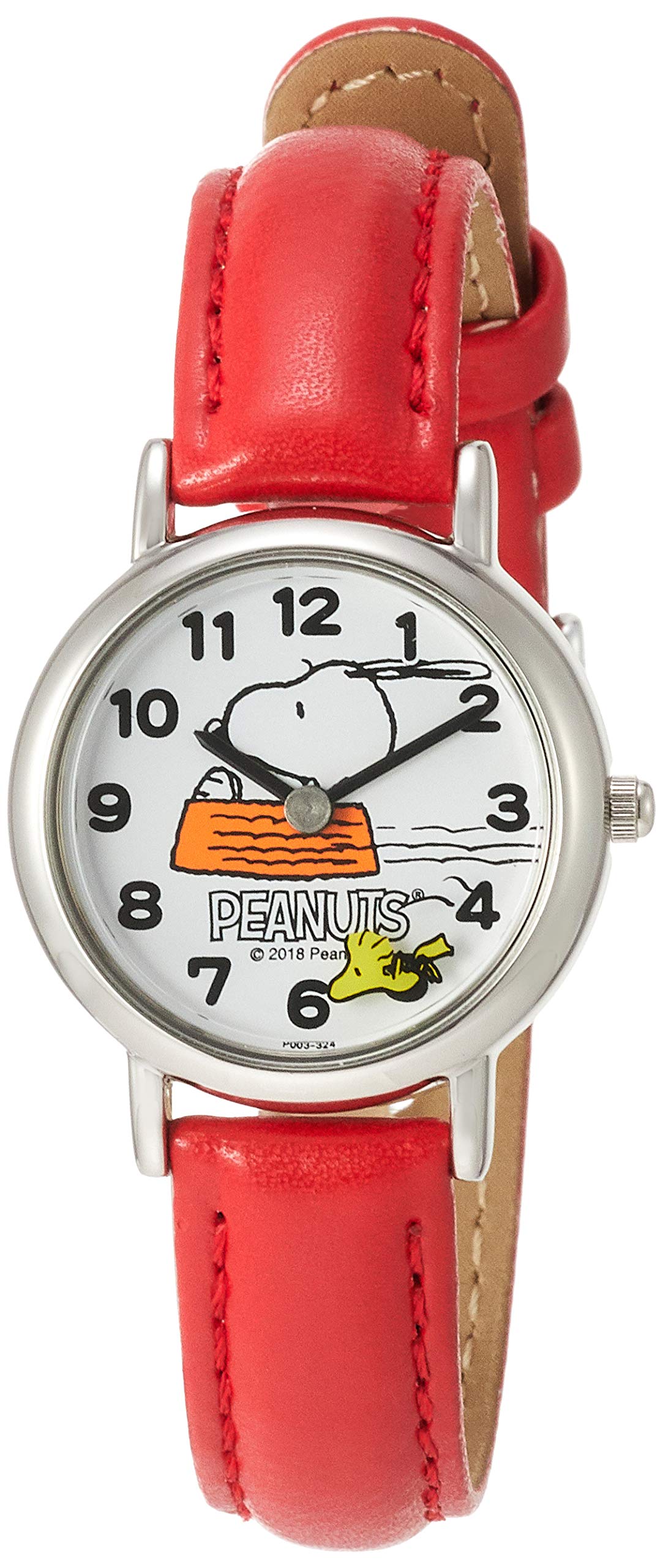 

Citizen Q&Q P003 Women s Watch, Snoopy, Waterproof, Leather Strap, Second Hand Disc, Analog, red,