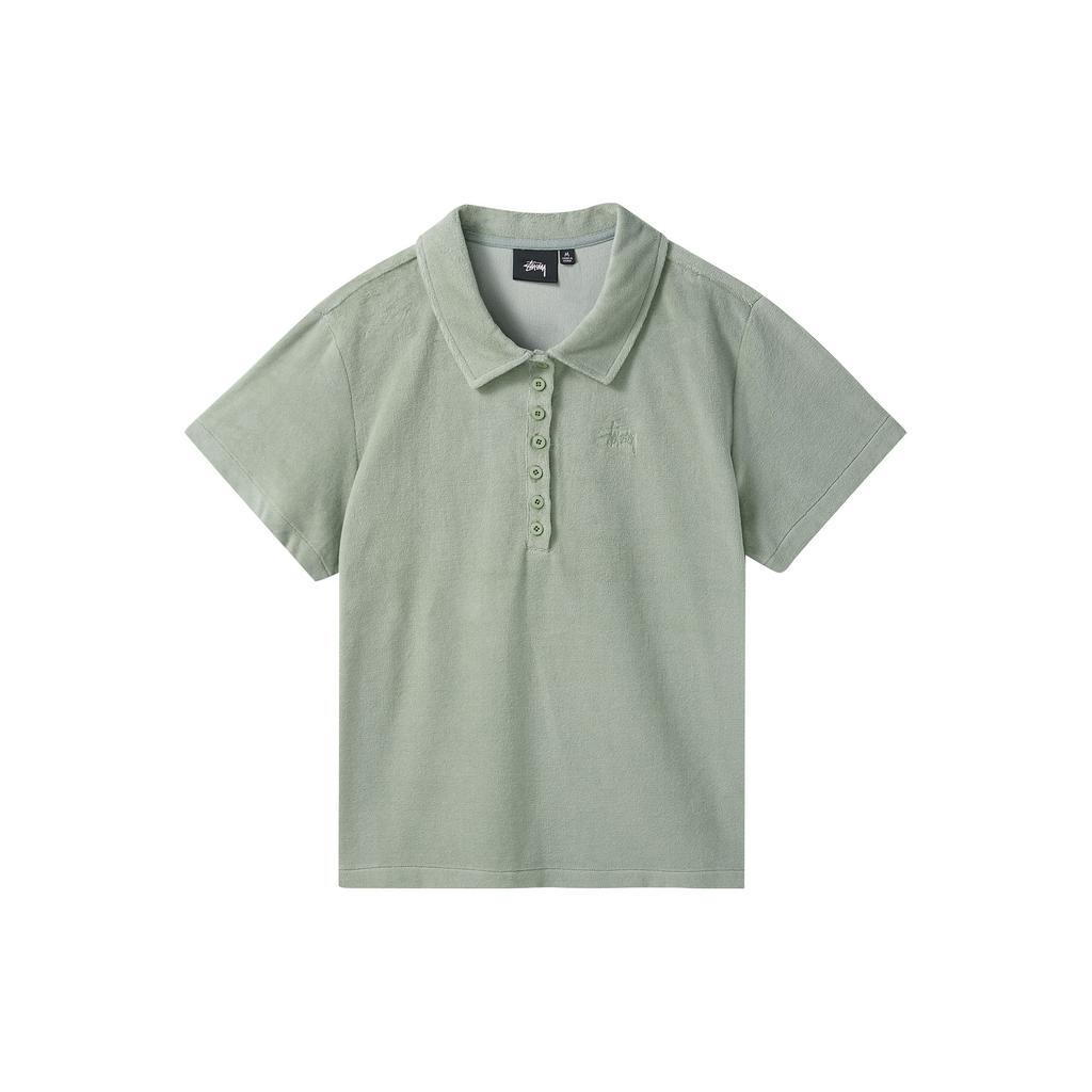 Stussy Cotton Polo Shirt Women Tops Gray 214569