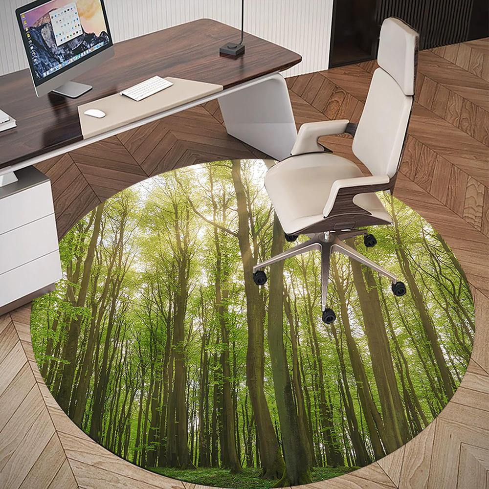 1pc forest nature Round Chair mat Area Rug - Non-Slip, Floor Mat for Office, Bedroom, and Indoor Decor c1118199