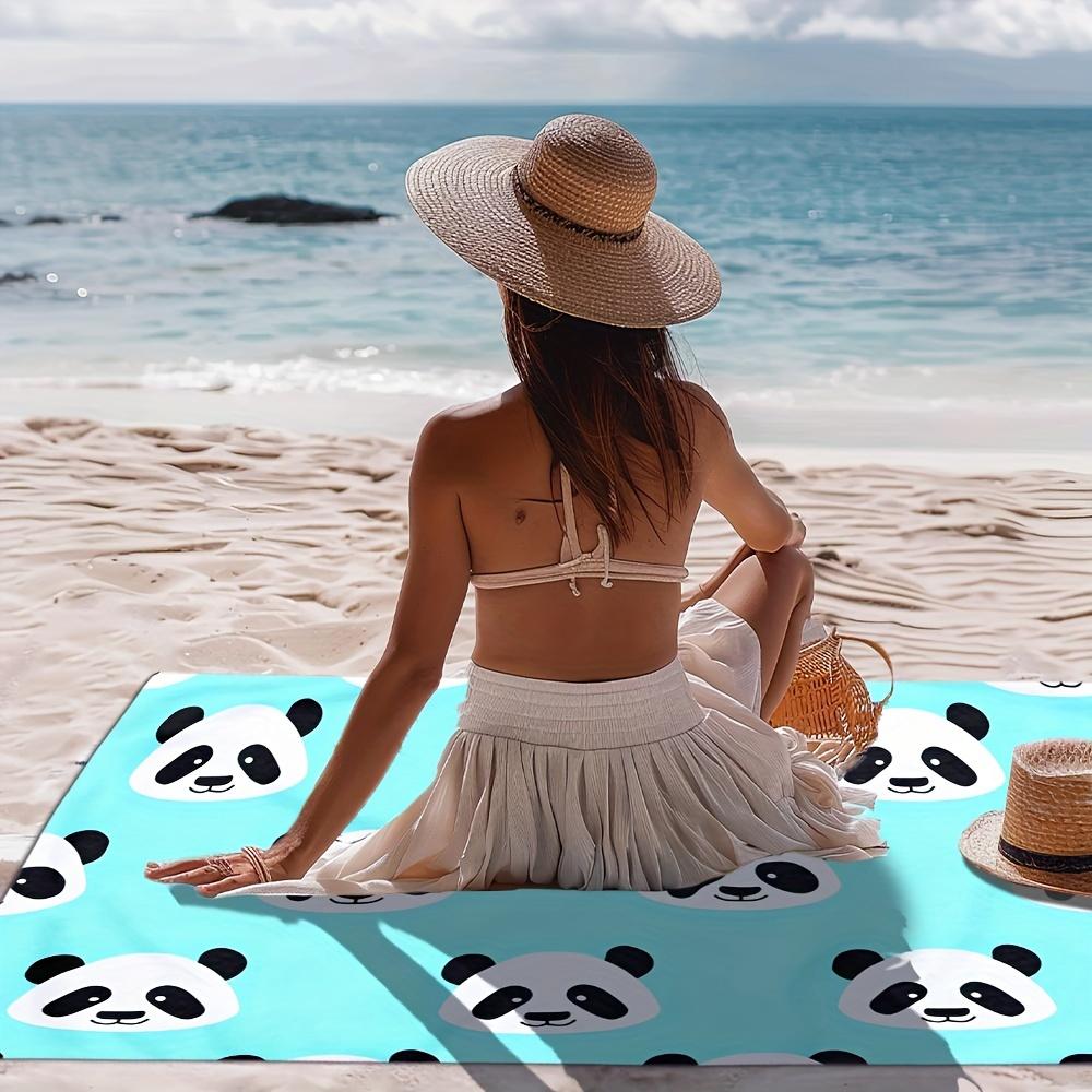 Süßes Panda-Gesicht Strandtuch Bedruckt Übergroß Schnelltrocknend Sandfreies Handtuch für Strand Pool Schwimmen Reisen Weiches Saugfähiges Handtuch Geschenk