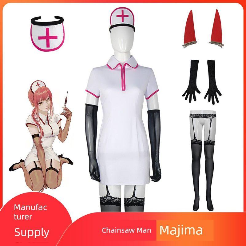 Chainsaw Man Costume Makima Pawa Nurse Uniform Full Set Anime Clothes Women's Role-Playing Cosplay Outfit