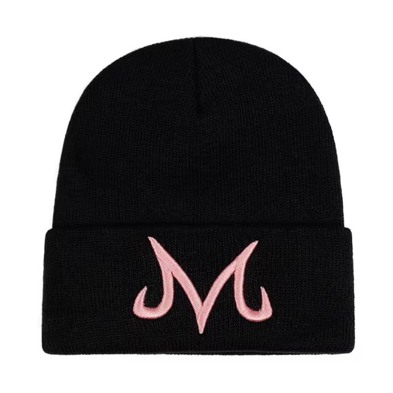 Unisex M Letter Embroidery Beanies Hats Autumn Majin Buu Winter Warm Hat Hip Hop Caps For Women Men Cotton Skull Bonnet Hat