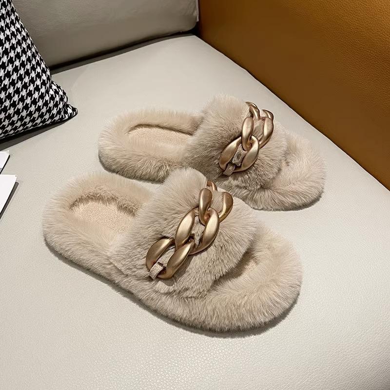 Internet celebrity Mao Mao slippers women wear autumn and winter chain explosion fashion home heightening thick bottom slippers spring and summer