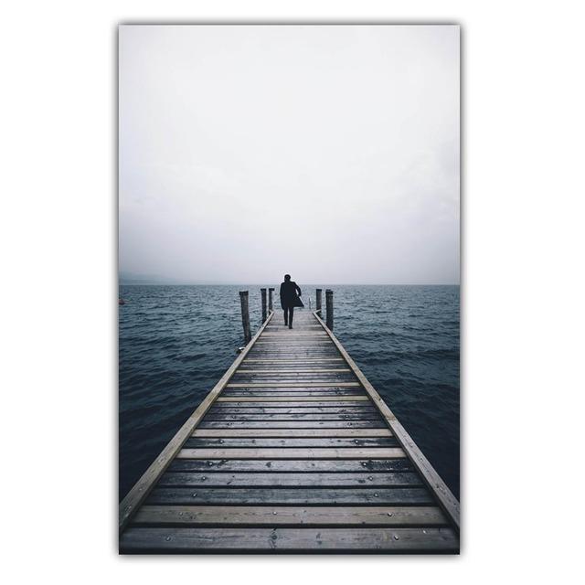 Aesthetic Fashion Port Scenery Canvas Painting Wall Art Lake Boat Poster Office Living Room Corridor Home Decoration Mural No Frame