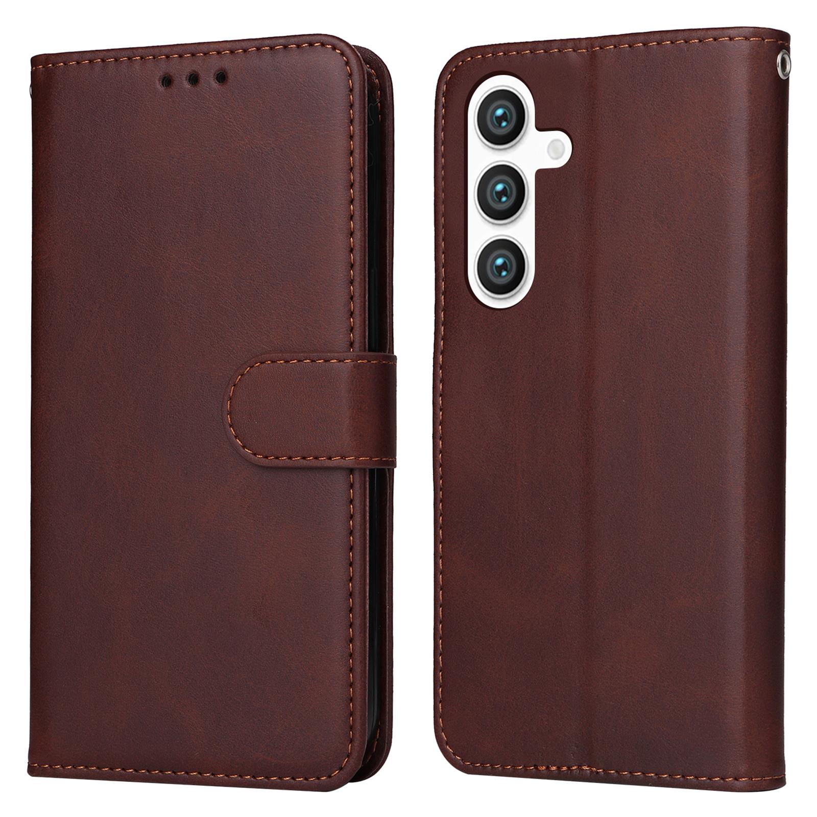 

For Samsung Galaxy S25+ Case Wallet PU Leather Folio Flip Phone Cover Brown