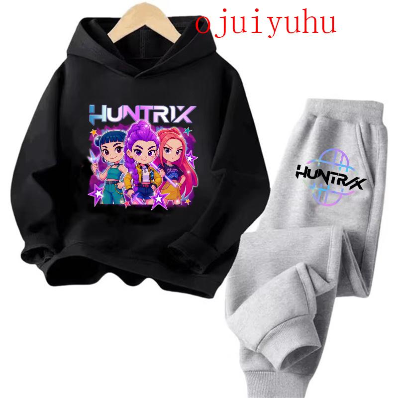 Children's Hoodie Movie Korean Style Sets Children Hoodies Kpop Demon Hunters Pullover Sweatshirt Trucksuit Cartoon Clothes