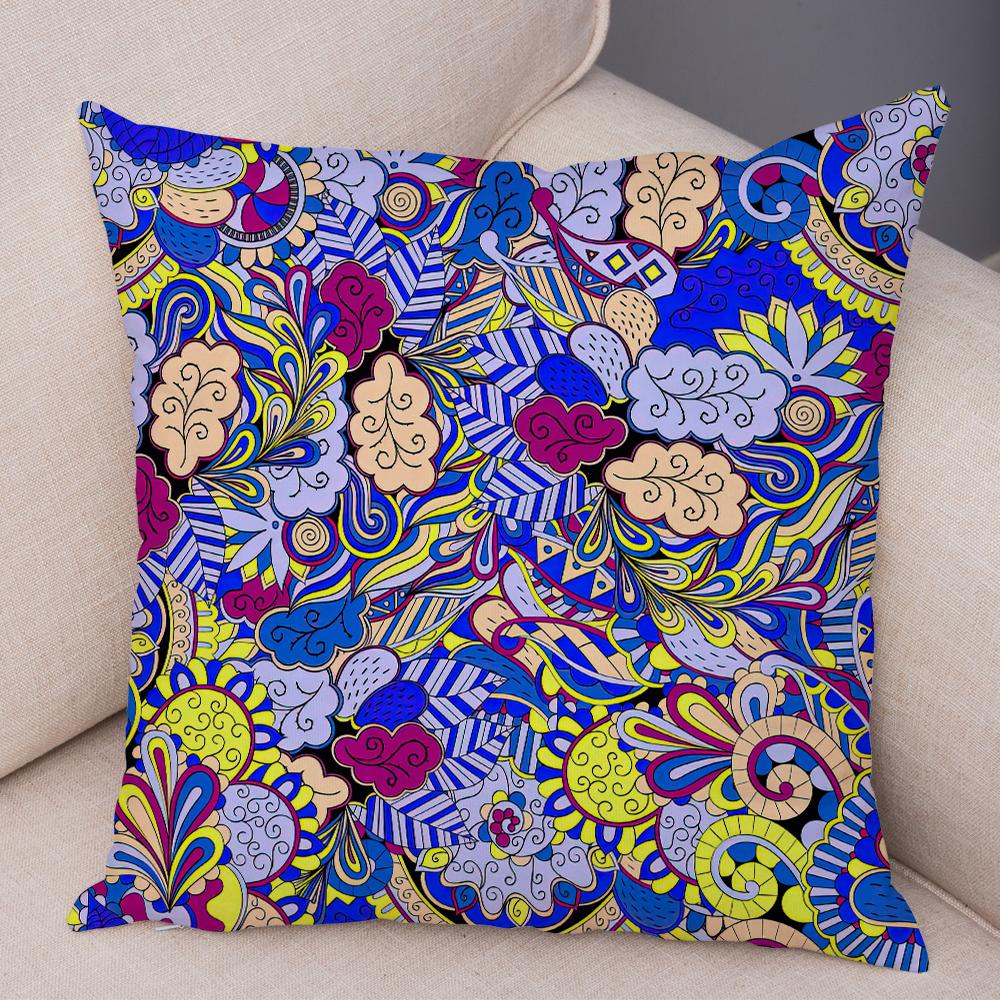 Bright Abstract Bohemian Floral Art Print Household Sofa Bedroom Decoration Pillow Cover Cushion Shell