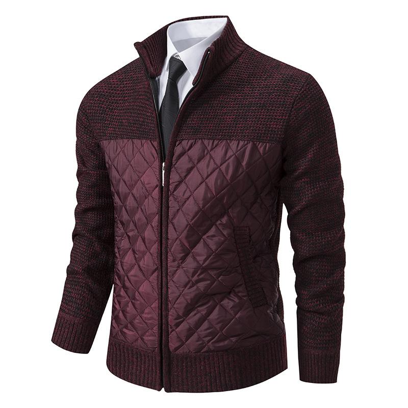 Men's Padded Thickened Fall and Winter Knitwear Splicing Sweater Coat Men's Jacket Cardigan