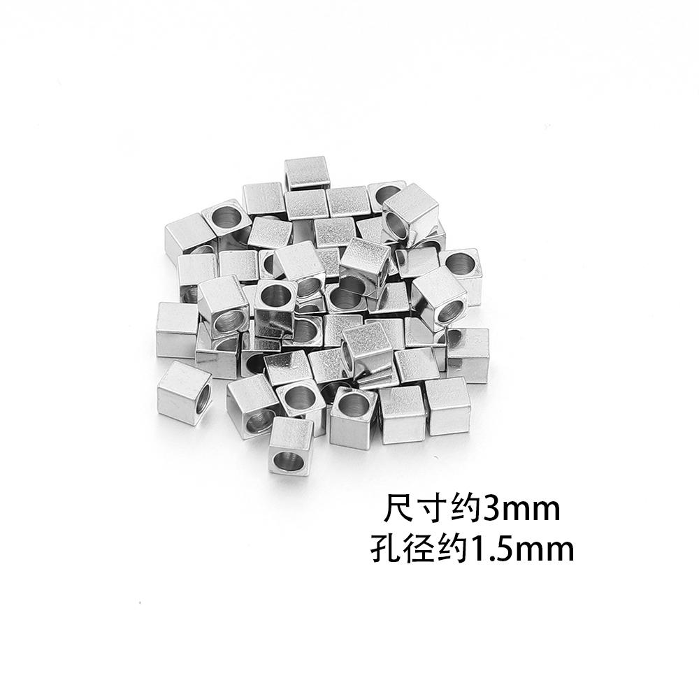 50Pcs 2.5 3 4 5 6mm Stainless Steel Beads Cube Spacer Beads Square Loose Beads For DIY Jewelry Making Necklace Bracelet Supplies
