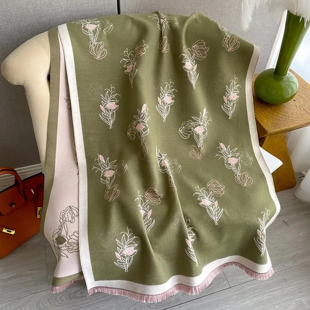 180*65 Thick Warm Winter Scarf Design Print Women Cashmere Pashmina Shawl Lady Wrap Scarves Knitted Men Foulard Blanket