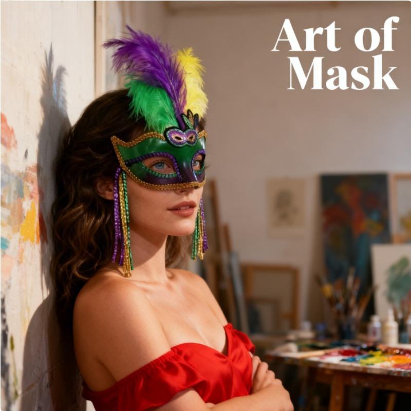 Brazilian Carnival Feather Sequins Hairband Half Face Headpiece Eye Cover for New Orleans Party Masquerade Accessories