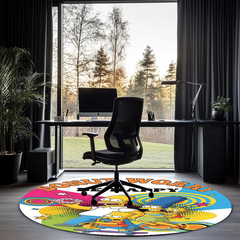 THE SIMPSONS Printed Round Rug Carpet Chair Rug Area Rug Entryway Doormats,for Office Chair Living Room Bedroom Kitchen Room.