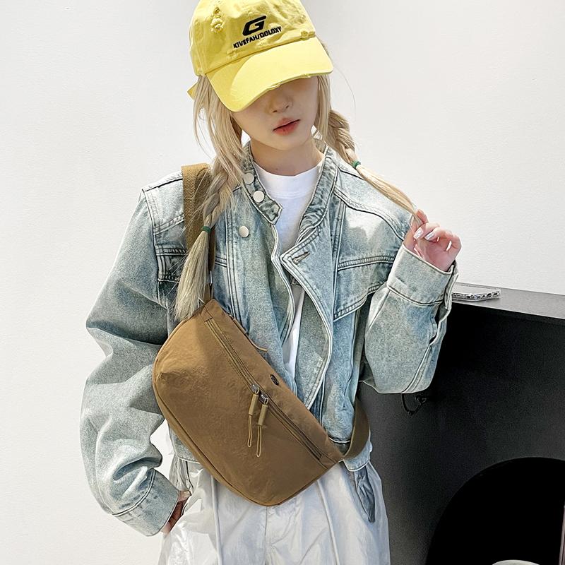 Hobo Solid Color Satchel Luxury Designer Chest Bag Women's Nylon Waist Bags Wide Strap Fashion Fanny Shoulder Pack