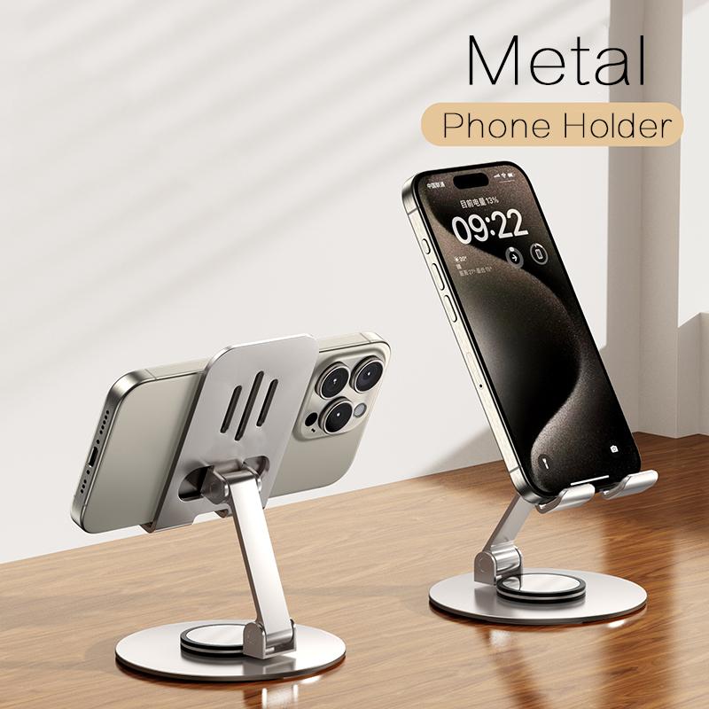 

VAORLO складной металлический держатель на 360° подставка для телефона для iphone 15pro ipad ipod 90° регулируемый устойчивый держатель для телефона для живого офиса серебряный