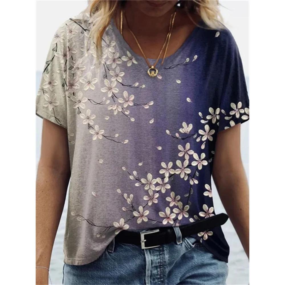 

Жіноча літня модна футболка зі зірковим принтом Galaxy O-образним вирізом Lady Fashion Basic Tops Blue / 3D Print Pulover Вільна повсякденна сорочка 6XL 3XL