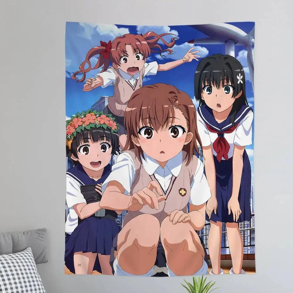 Pewien Kawaii Naukowy Railgun Anime Kreskówka Gobelin Dekoracja Ścienna Domowy Wystrój Domu