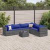 Vidaxl 7-Cz. Garden Lounge Set, Cushions, Grey, Rattan PE