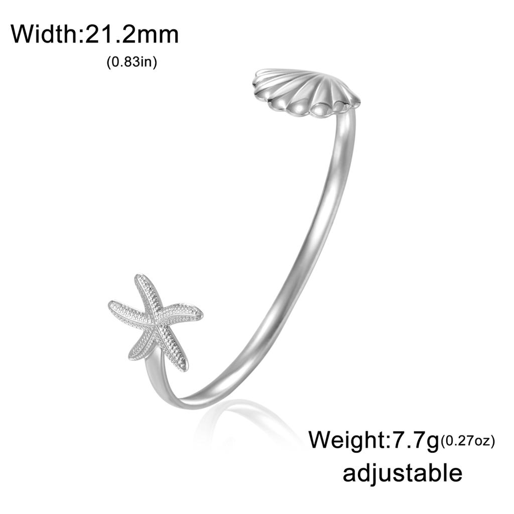  Elegant Flower Starfish Shell Bracelets for Women Summer Aesthetic Open Wide Bangle Party Wedding Jewelry Waterproof