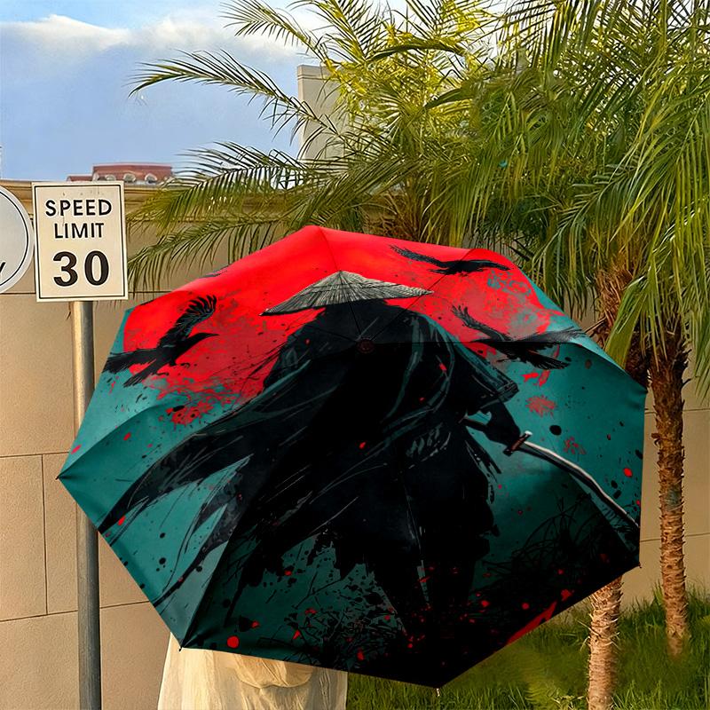 1PC Samurai  Automatic Umbrella - Suitable Travel Outdoor Portable Umbrella Birthday Gift Daily Essentials