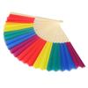 6Pcs 21CM Retro Style Handheld Fan Bamboo Frame Rainbow Folding Fan for Decoration