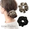 Kobe Vantaine VINGTAINE Velvet Big Scrunchie Hair Accessory Black Pearl-trimmed (HS-164-BK) -