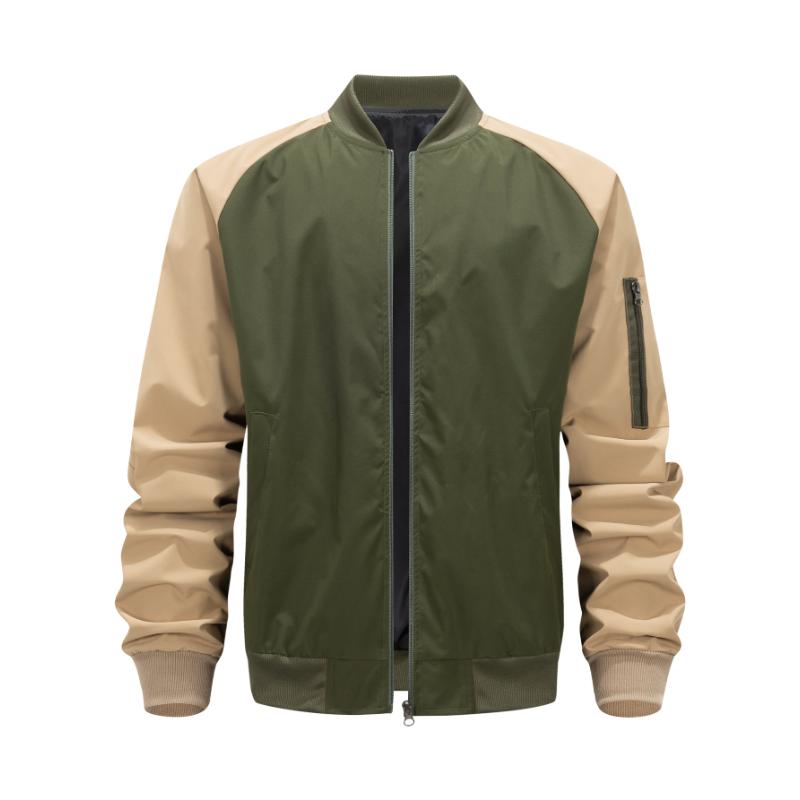 Sports Outdoor Splicing Contrasting Color Casual Men's Cardigan Baseball Collar Jacket Sweater Top