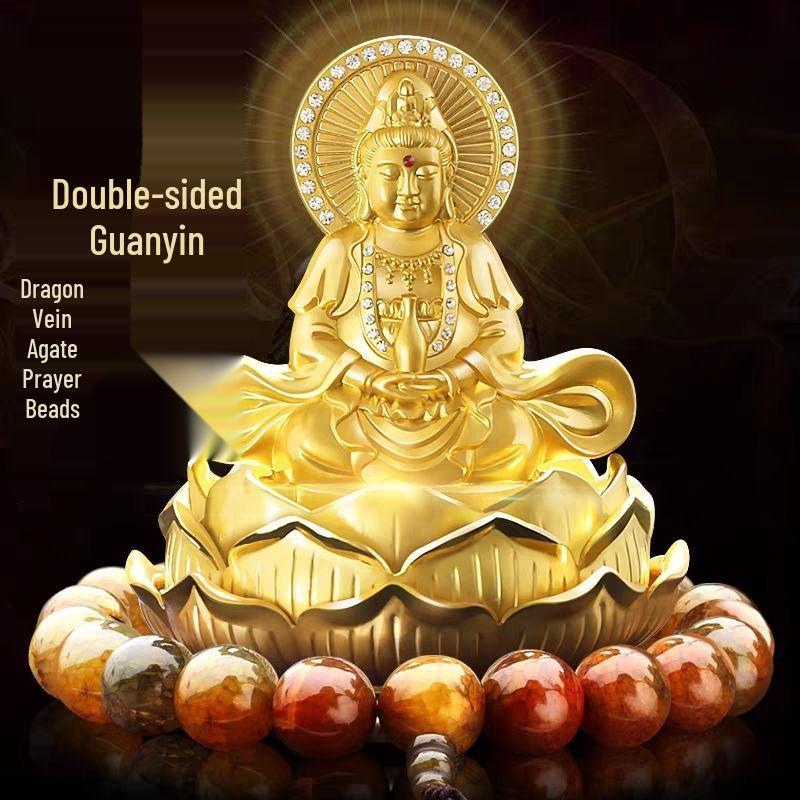 Double-Sided Alloy Guanyin Buddha Car Ornament for Center Console