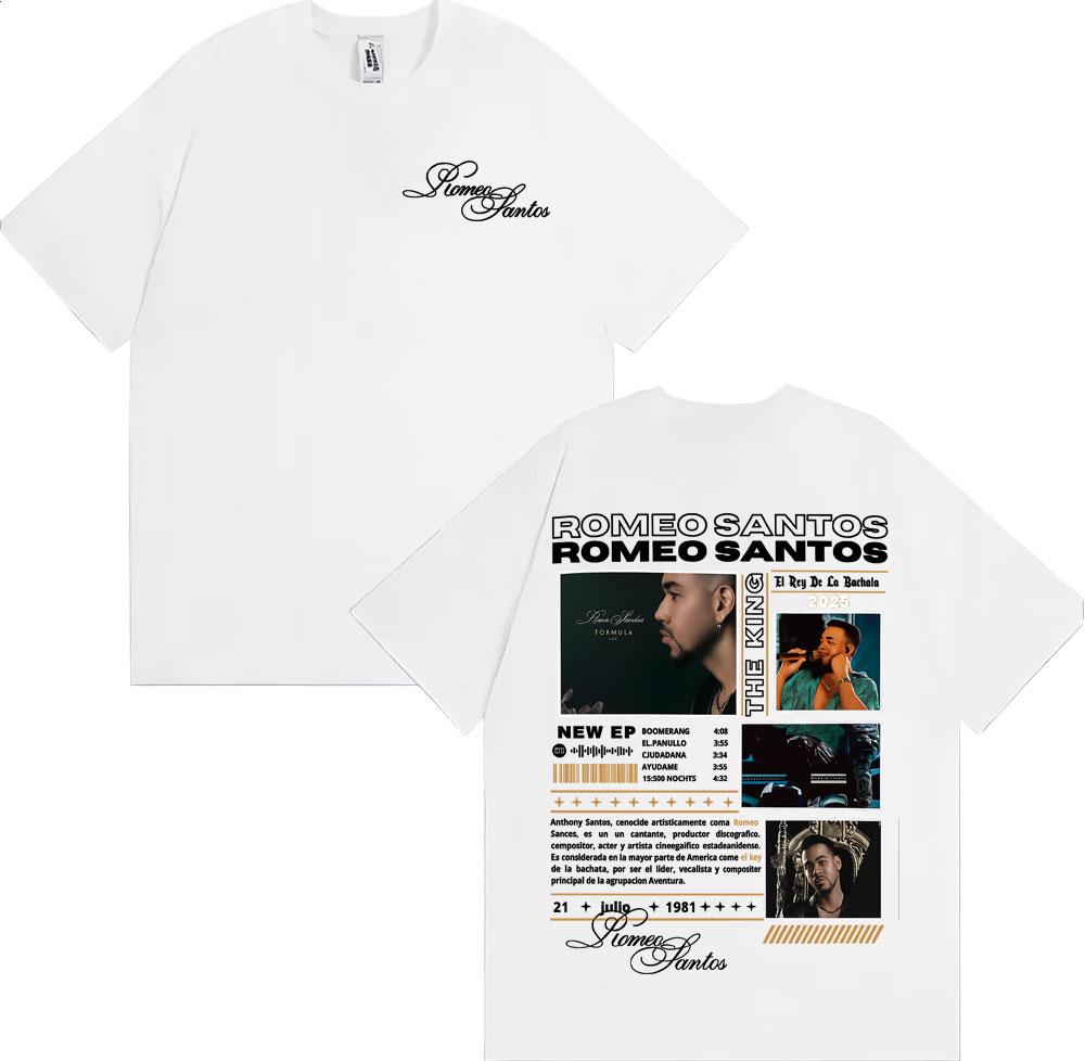 Rapper Romeo Santos The King Tormula Tour 2025 Graphic T Shirts Men's Clothing Fashion Hip Hop O-Neck Cotton T-shirts Streetwear
