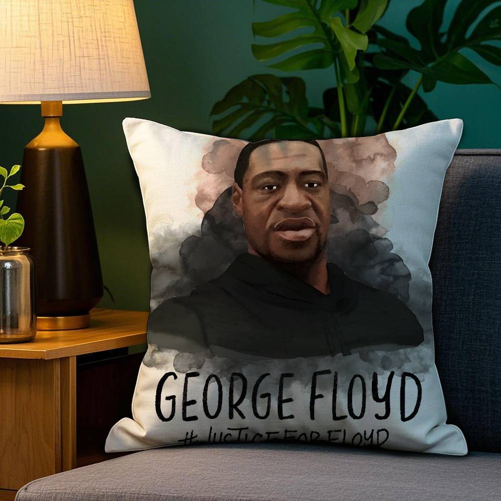 Famous G-George F-Floyd Pillow Case Anti-dustmite Pillowcase Invisible Zipper Silky Short Plush Sofa Cushion Cover