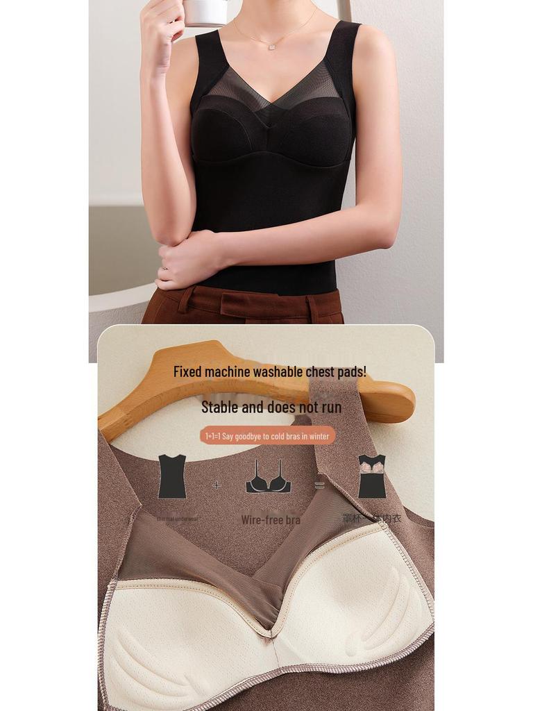 German Velvet High Elastic Warm Ladies' Long One-Piece Vest Bottoming Underwear