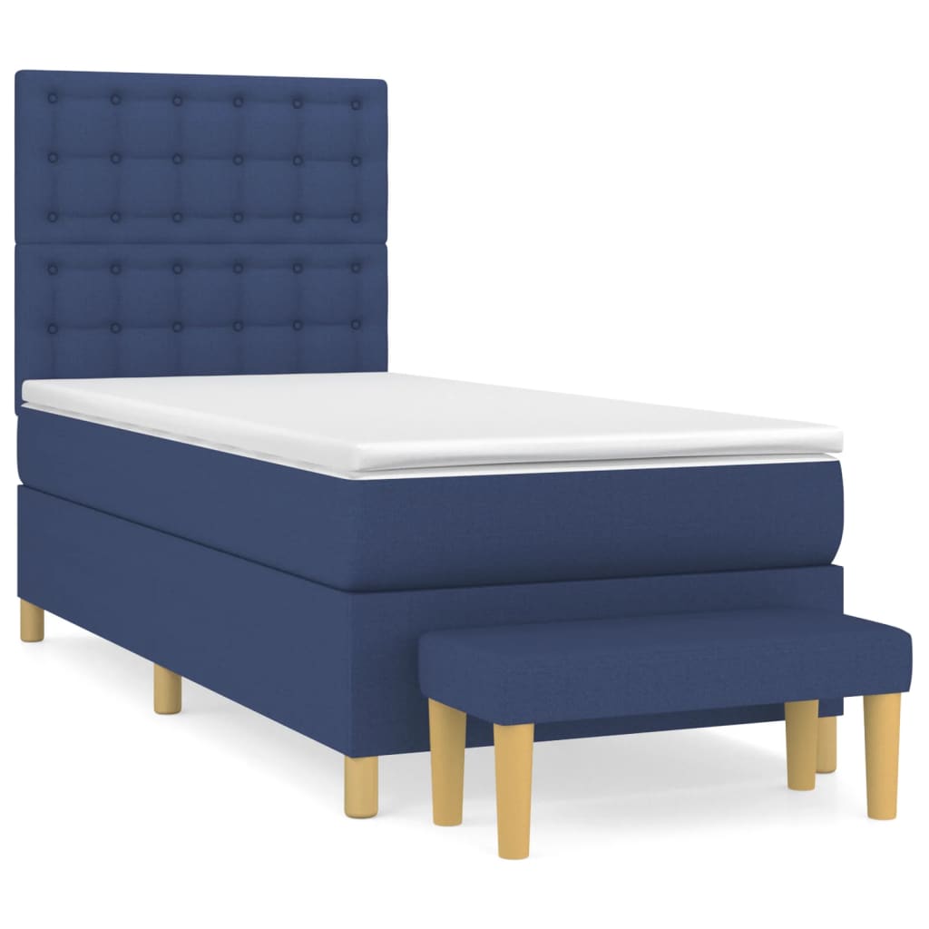 Vidaxl Continental Bed With Mattress, Blue, Fabric, 90X200 Cm