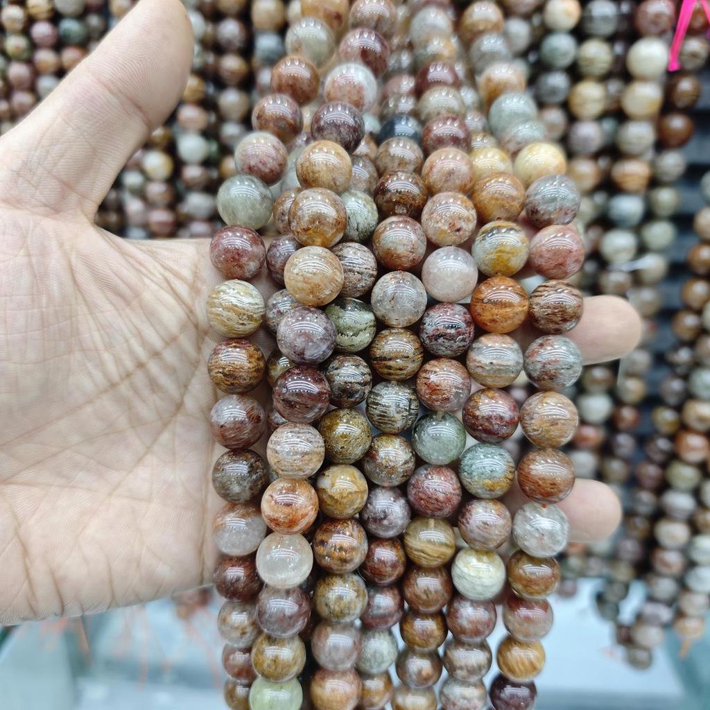 7A Natural Crystal Thousand-Layer Phantom Round Beads for DIY Jewelry and Accessories