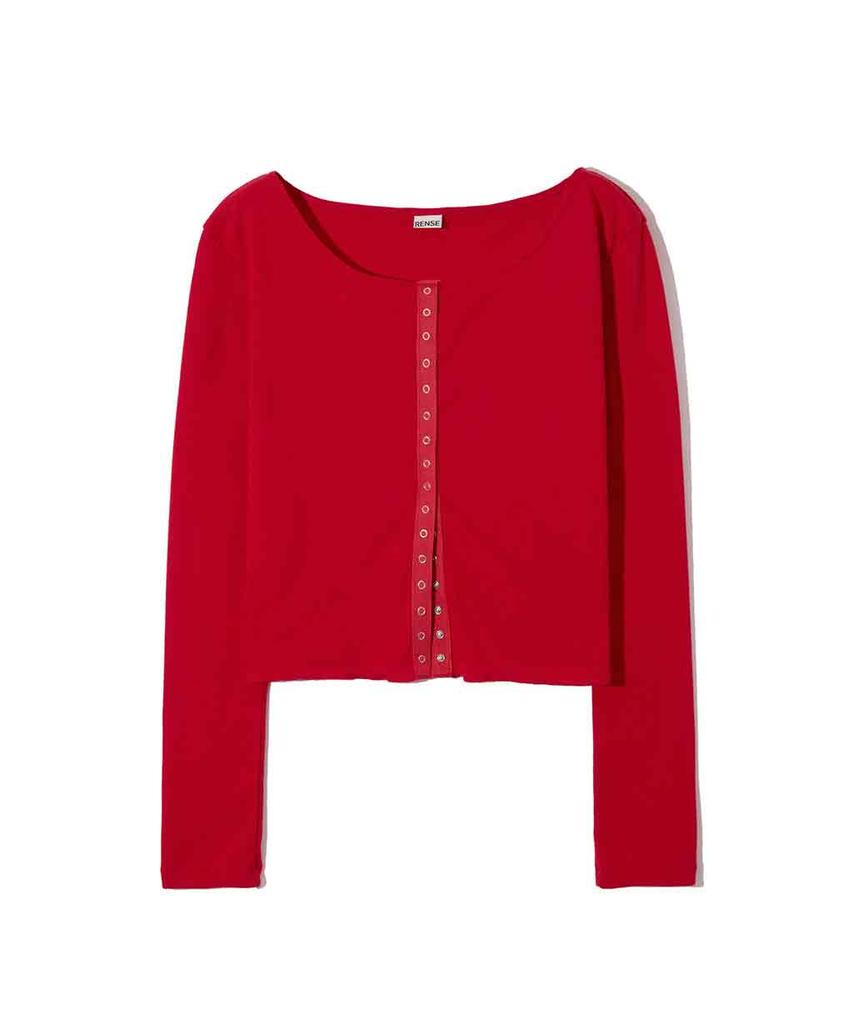 Lense Line Snap Long Sleeve Red