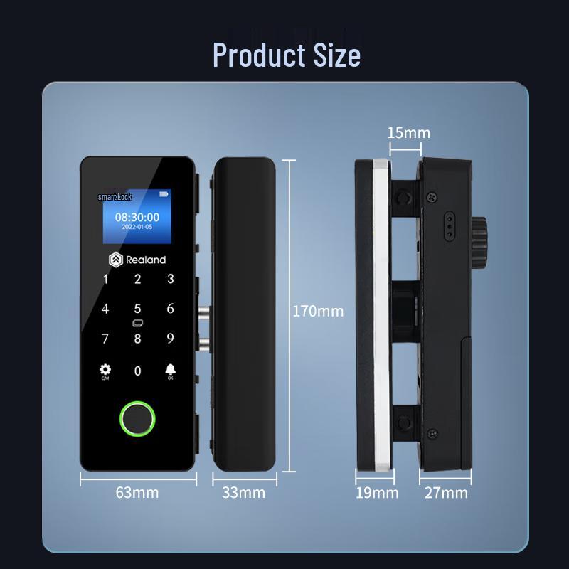 Realand ZD708Y Smart Fingerprint Glass Door Lock