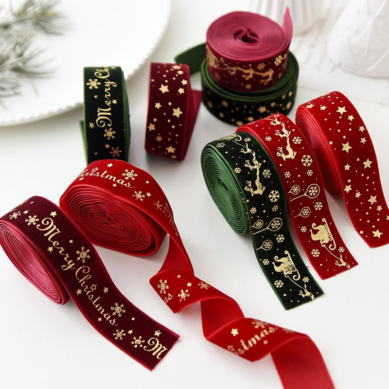 Velvet Snowflake & Elk Bow for DIY Gift Box or Christmas Tree Decoration